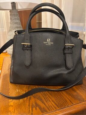 Kate Spade Black Saffiano Leather Satchel with Crossbody Strap